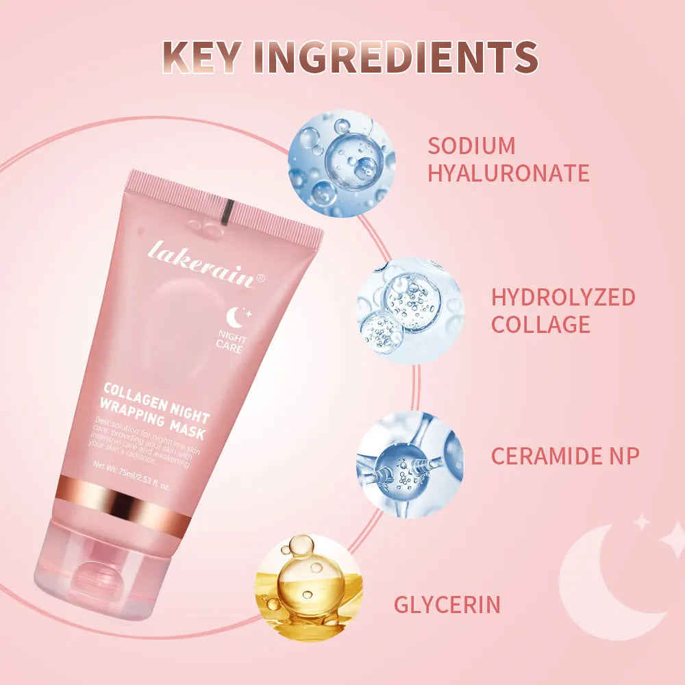 Collagen Peel Off Facial Mask Overnight Wrapping Pack Elasticity Hydration Care Reduces Sagging Dullness Hydrolyzed Collagen For Oasis Select