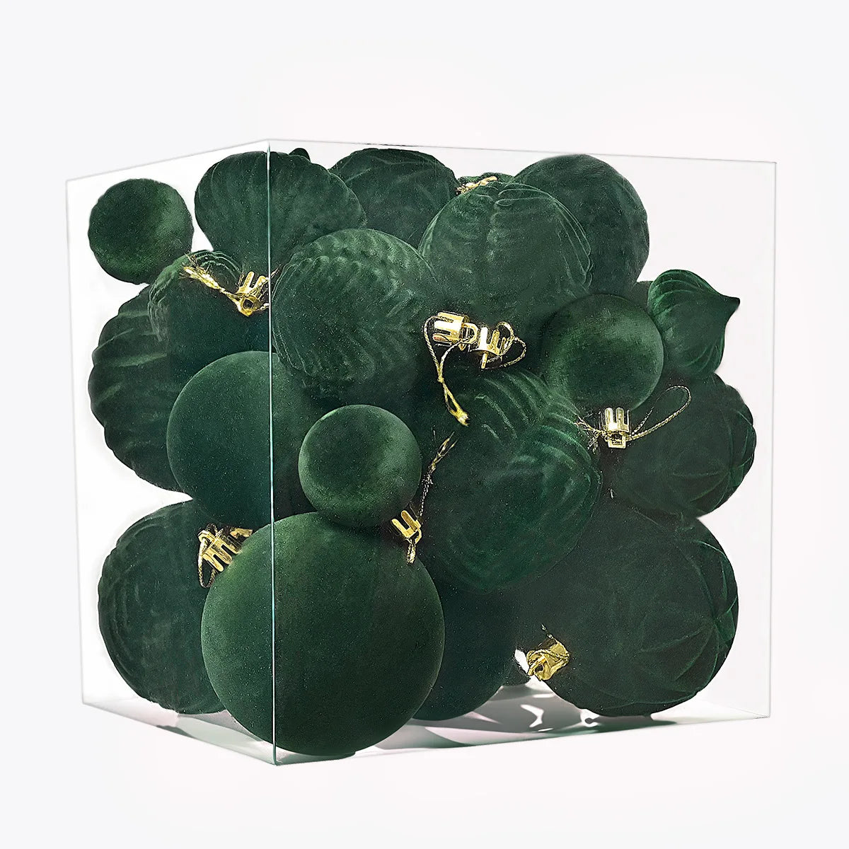 36PCS Flocked Christmas Ball Ornaments Velvet Pendant Christmas Tree Decoration Holiday Decoration for Christmas, New Year Oasis Select Dark Green