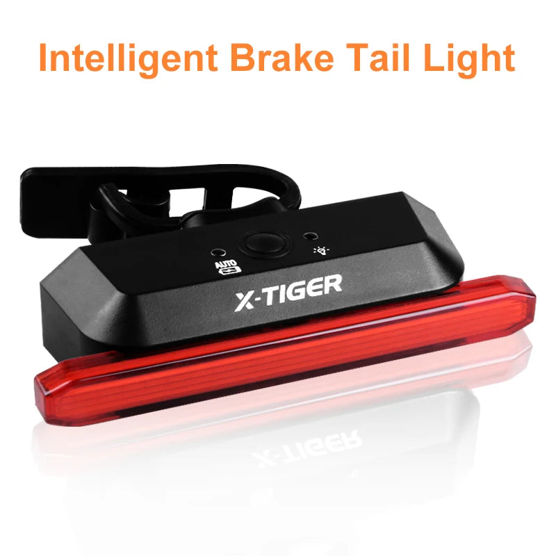 X-TIGER Bike Rear Light Smart Brake Sensing Light Bicycle Tail Light LED Charging Taillight Cycling Accessories Oasis Select