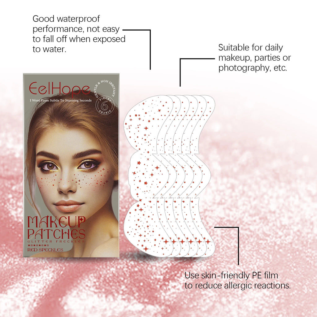 Facial Spot Glitter Sticker Fake Freckle Metallic Golden Irregular Waterproof Temporary Tattoo Star Sticker for DIY Daily Party Oasis Select
