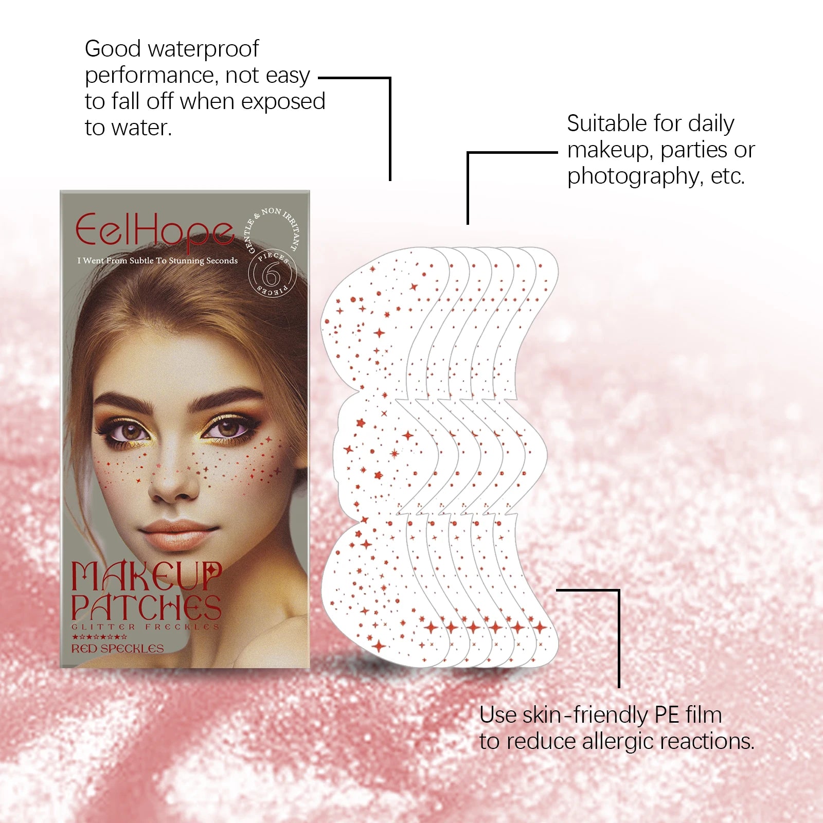 Glitter Freckle Temporary Tattoo Stickers – Metallic Star Face Face Tattoo Stickers Oasis Select