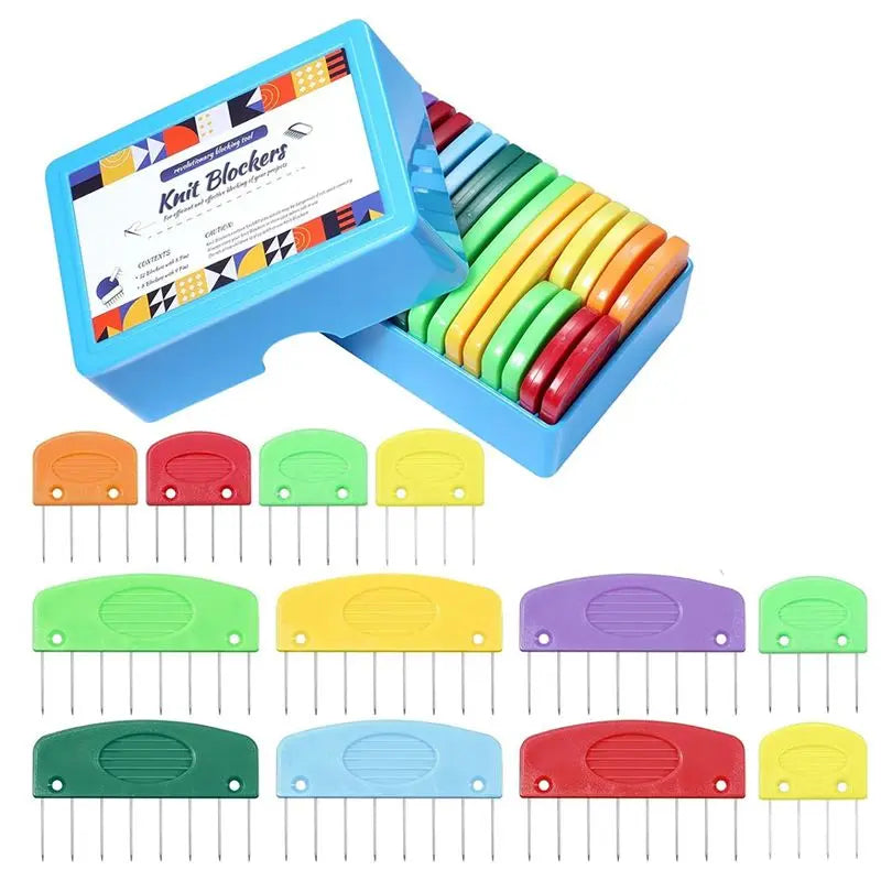 LIKE WISH 20 Pcs Knit Blocker Pins Combs, Color Knit Blockers Combs For Blocking, Rainbow Knitting Blockers Pins For Blocking Ma Oasis Select As Shown