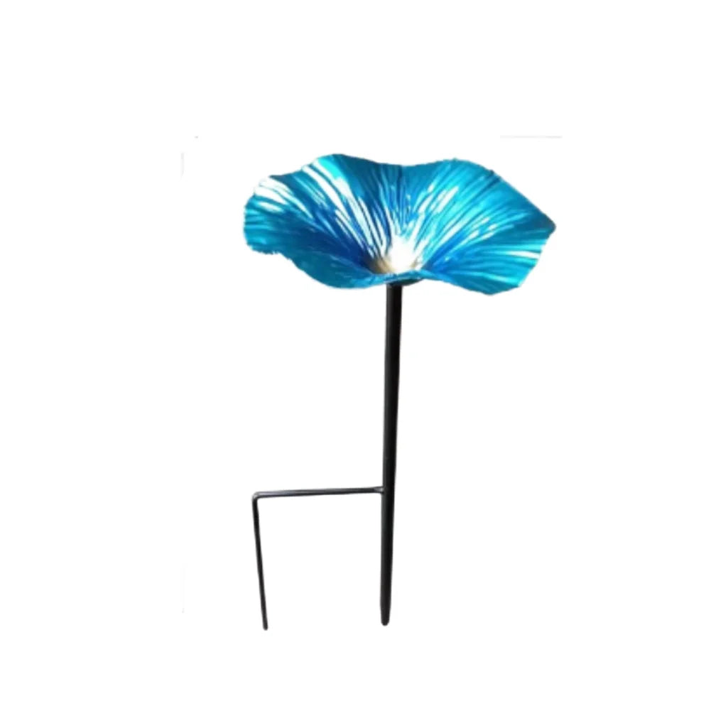 Flower Shaped Bird Feeder And Bath Metal Garden Decor For Outdoor Wildlife Watching Bee Watering Station Oasis Select Blue