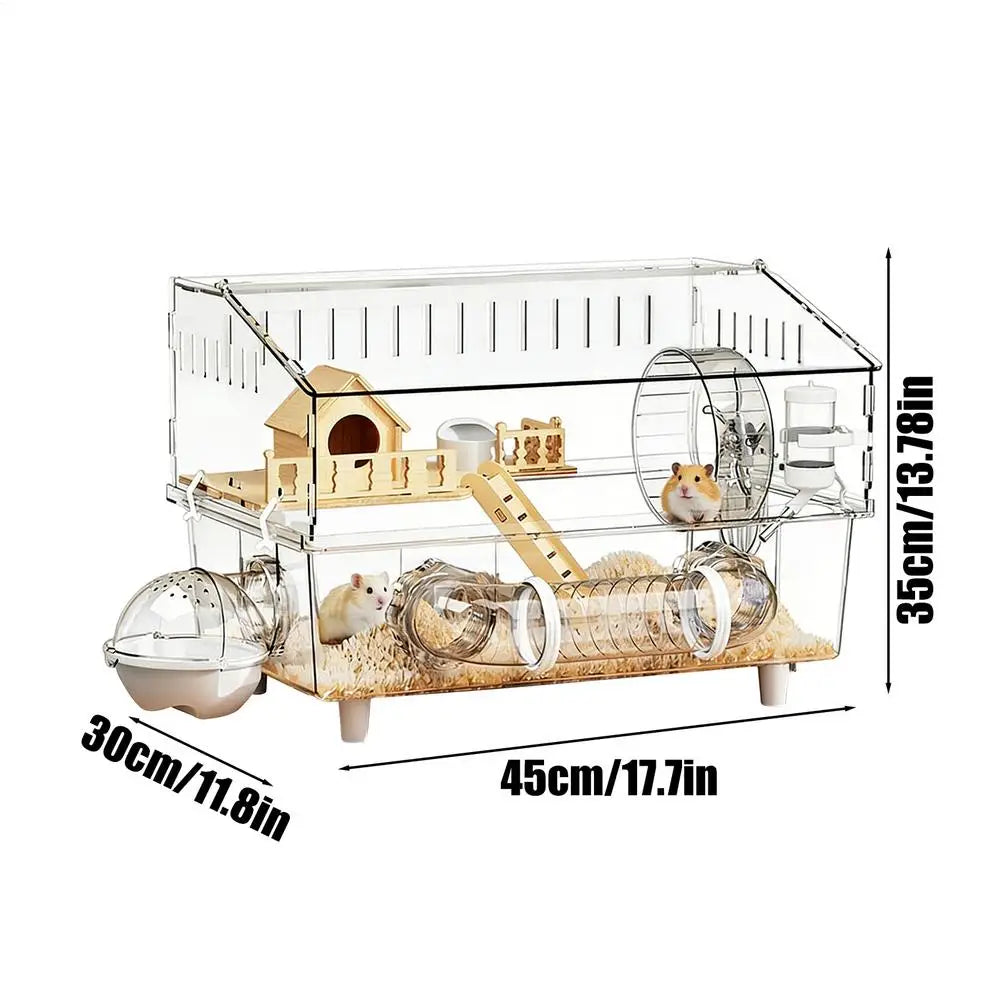17.7x11.8x13.5 in Enrichment Detachable Crate Large Hamster Cage Pet Mouse Cage for Outdoor Travel Pet Small Animal House Play Oasis Select Clear
