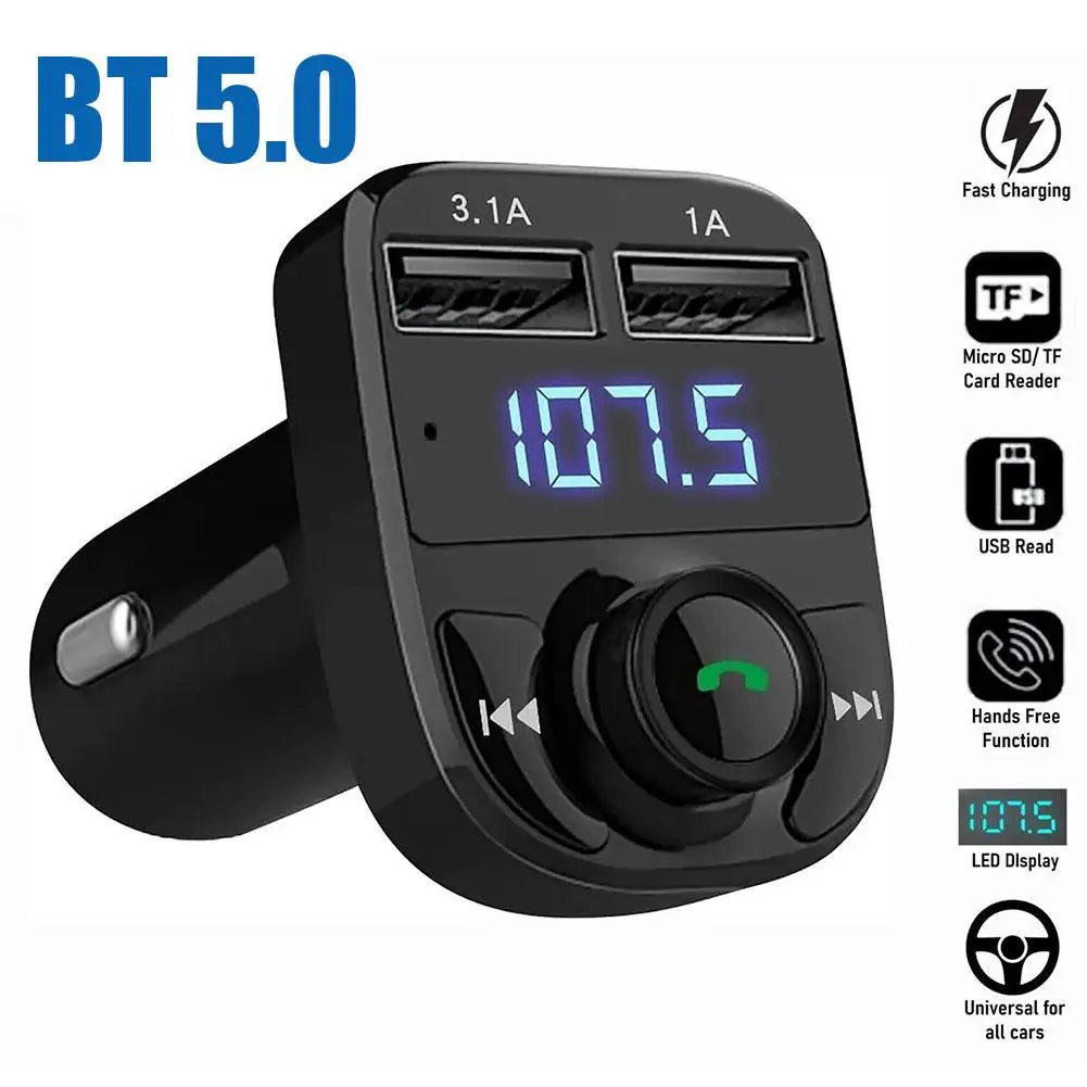 Bluetooth FM Transmitter Car Hands-Free Calling Radio Receiver Mp3 Music Stereo Adapter Dual USB Port Charger New Oasis Select
