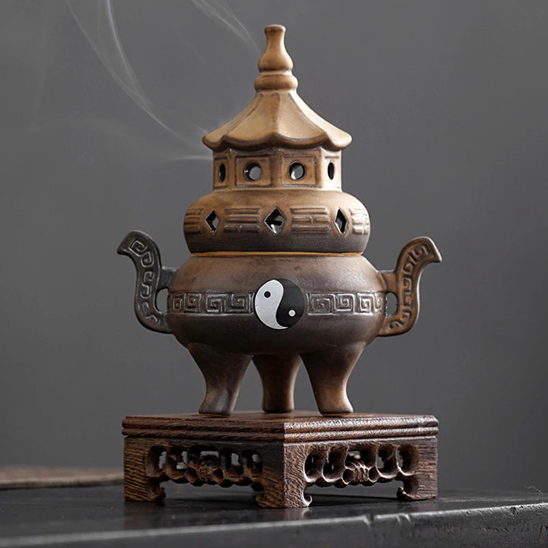 Tall Tai Chi Eight Trigu Stove Living Room Decoration Creative Home Indoor Plate Incense Burner Ceramic Incense Burner Oasis Select D