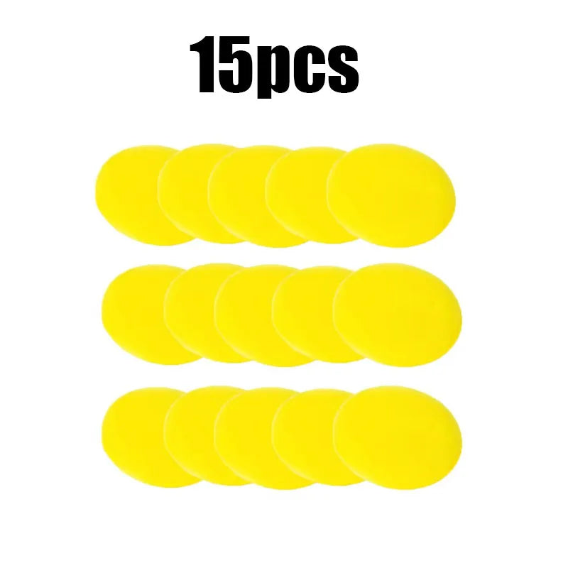 5/15pcs Car Detailing Sponge High Density Foam Applicator Pad Round Polishing Wiping Cleaning Tool For Auto Car Wash Supplies Oasis Select 15pcs Yellow