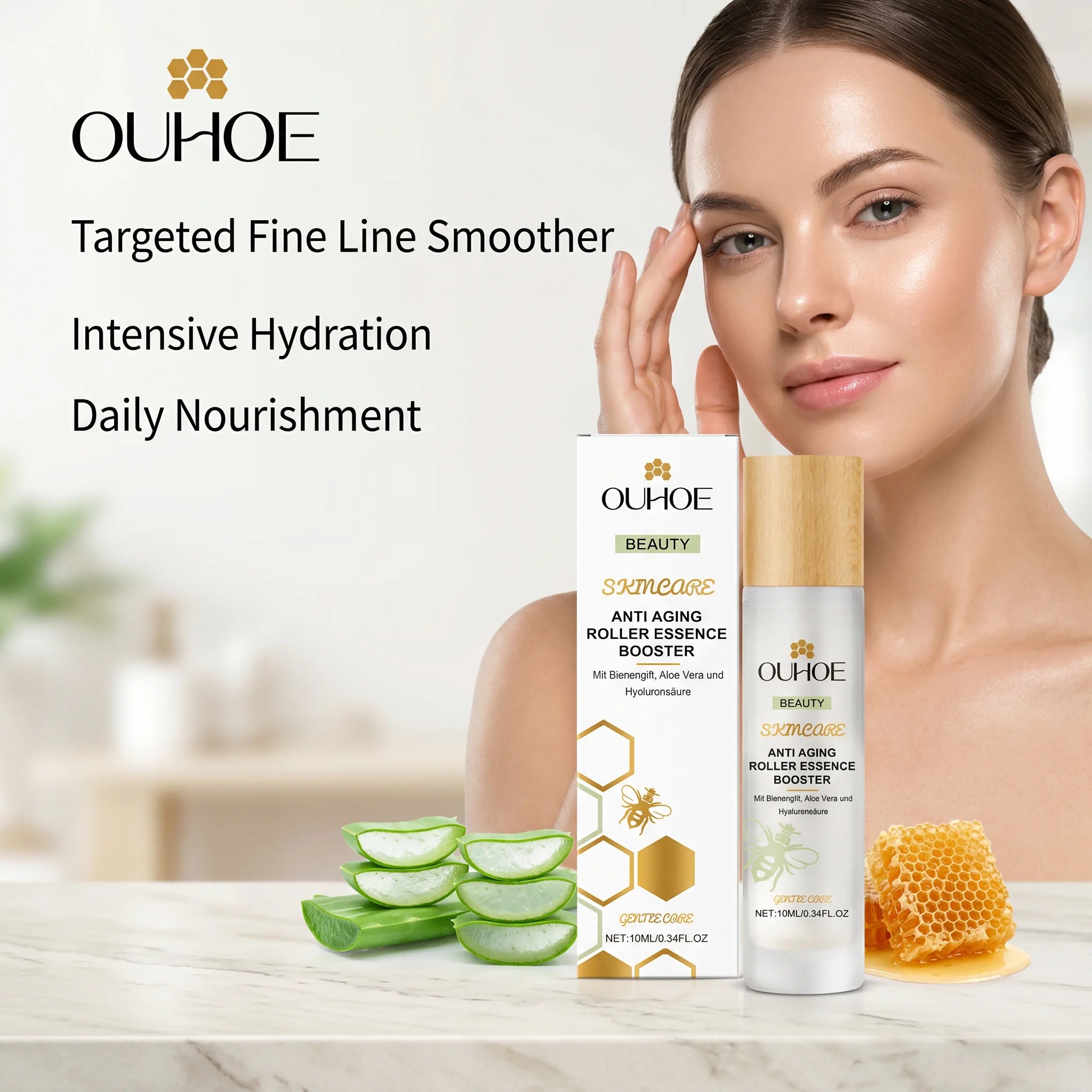 Anti Aging Roller Essence for Face Firms and Smoothes Fine Lines Bee Venom Night Rollerball Serum Hydrating Tighteing Skin Care Oasis Select