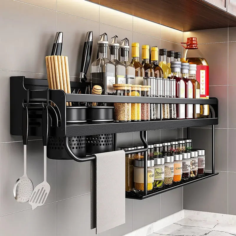 Kitchen Organizer Shelf Wall-mounted Spice Storage Rack Kitchen Knife Holder Wall Seasoning Chopstick Spoon Shovel Storage Oasis Select