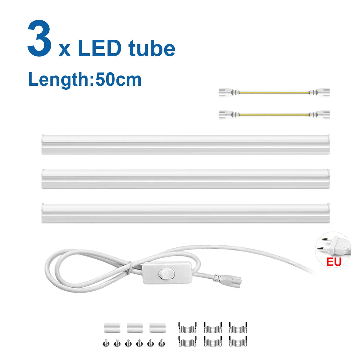 15W T5 1-6pcs LED Light Bar 50cm Kitchen Garage Livingroom Lighting 220V Fluorescent Replacement,Energy-Efficient LED Tube Oasis Select Neutral White 3x LED Bar Kit