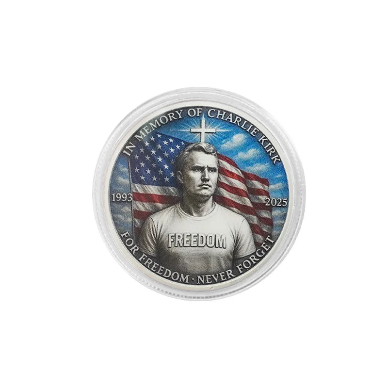 1Pcs Charlie Kirk Commemorative Coin Fan Collection Freedom Faith Gifts Metal Safety Material Portable Atmosphere Oasis Select