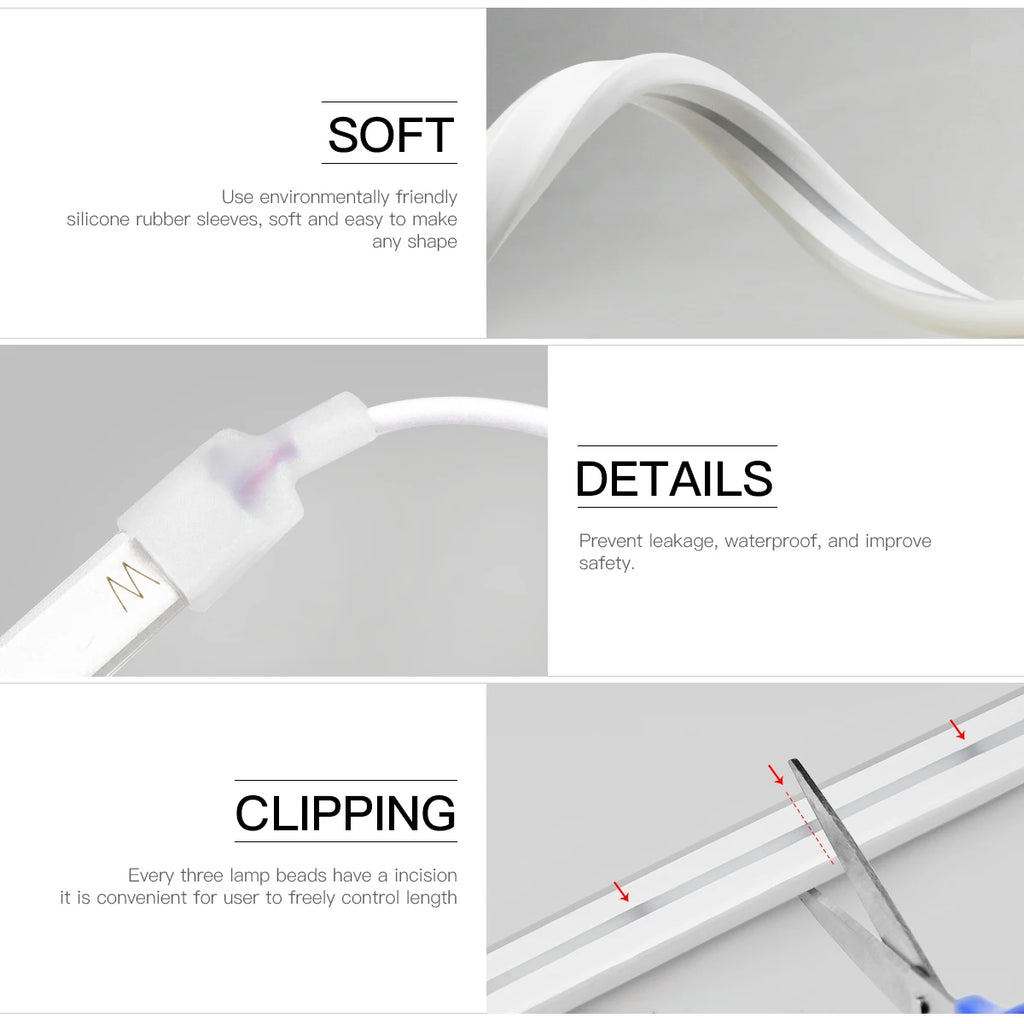 Tuya WiFi USB 5V Neon LED Strip Waterproof Dimmable Warm/White LED Strip Lights 1m/2m/3m for Alexa Google Home Assistant Oasis Select