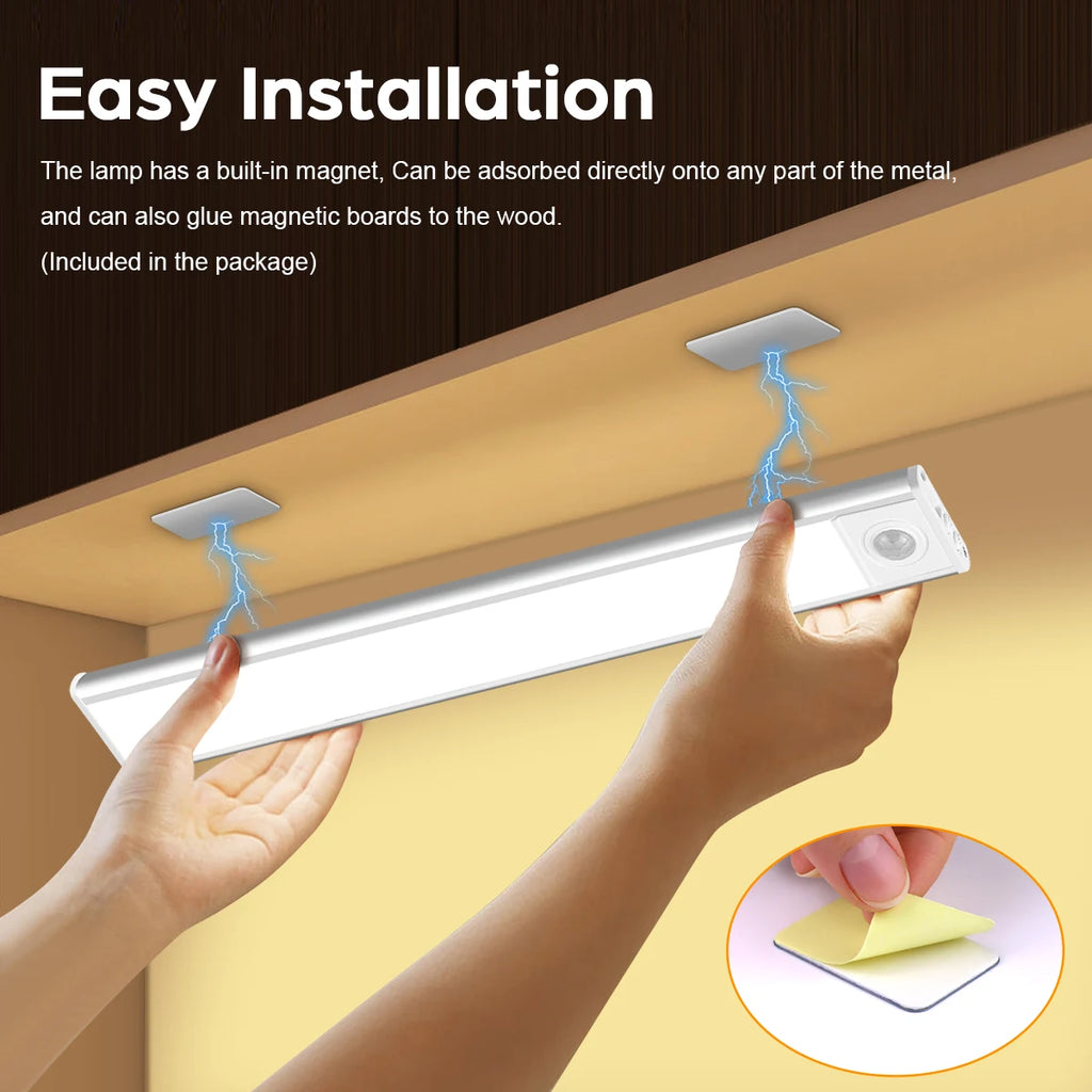 USB Rechargeable Wardrobe Cabinet Light Tube LED Human Body Sensor Light Bar Smart Magnetic Absorption Self-adhesive Night Lamp Oasis Select
