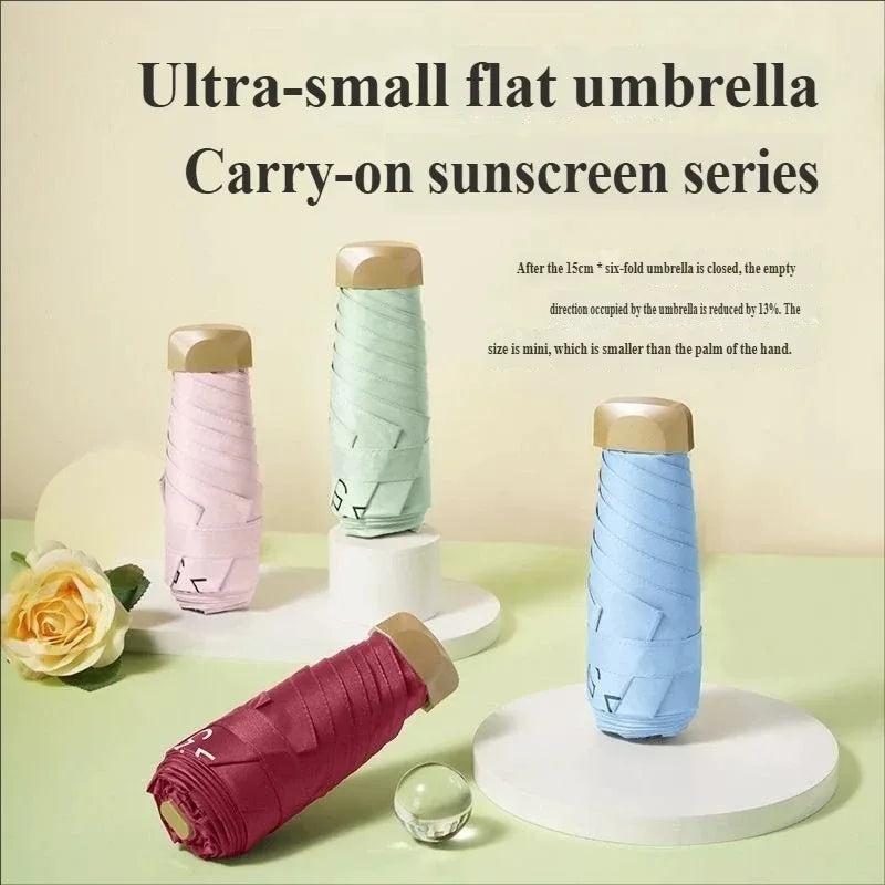 1pcs Low Price Promotion Mini Sun Umbrella Pocket Rain Umbrella Vinyl Folding UV Ultraviolet Protection Sun Shade Pocket Parasol Oasis Select