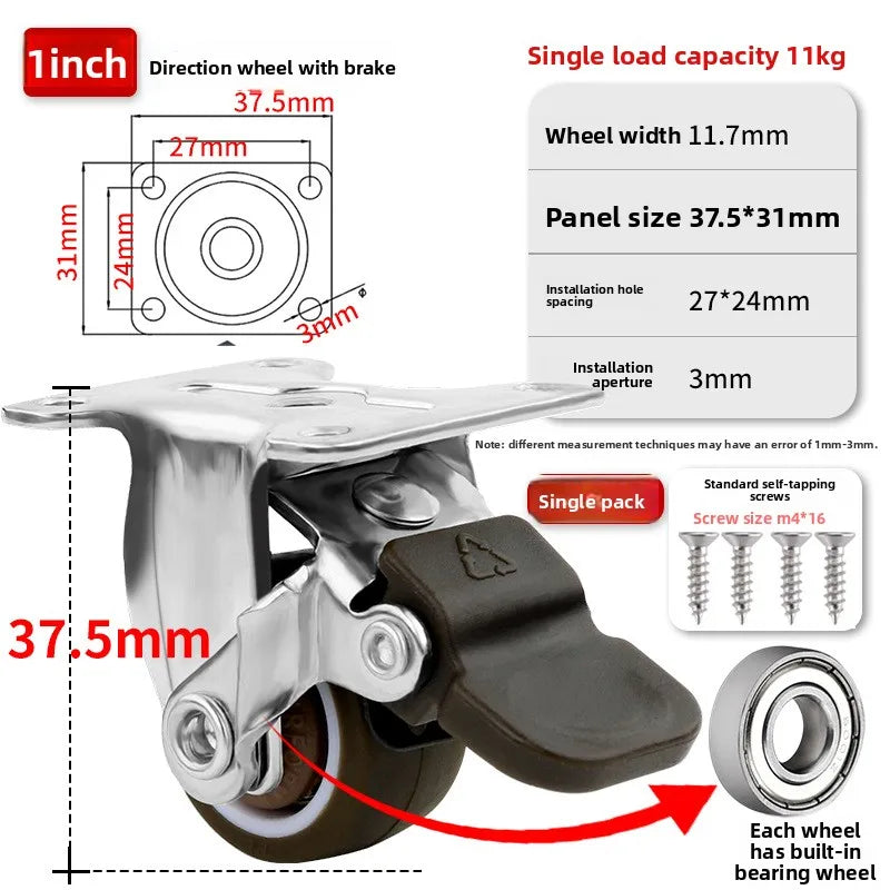 4PCS Car Swivel Casters 360 Degrees Heavy Duty Wheel Caster 0.5 Inch Wear Resistant Mute Heavy Trolley Wheels Red Swivel Castor Oasis Select 4pcs M