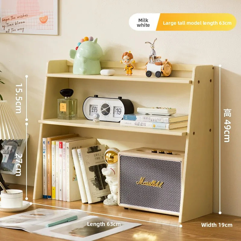 Medieval style shelves, household bedroom cabinets, student desk shelves, multi-layer simple display bookcases, storage shelves Oasis Select Milk white high 63