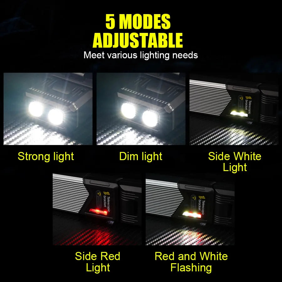 LED Magnetic Work Light Retractable 180° C Rotatable Multi-Functional Flashlight 5 Mode Outdoor Camping Inspection Auto Repair Oasis Select