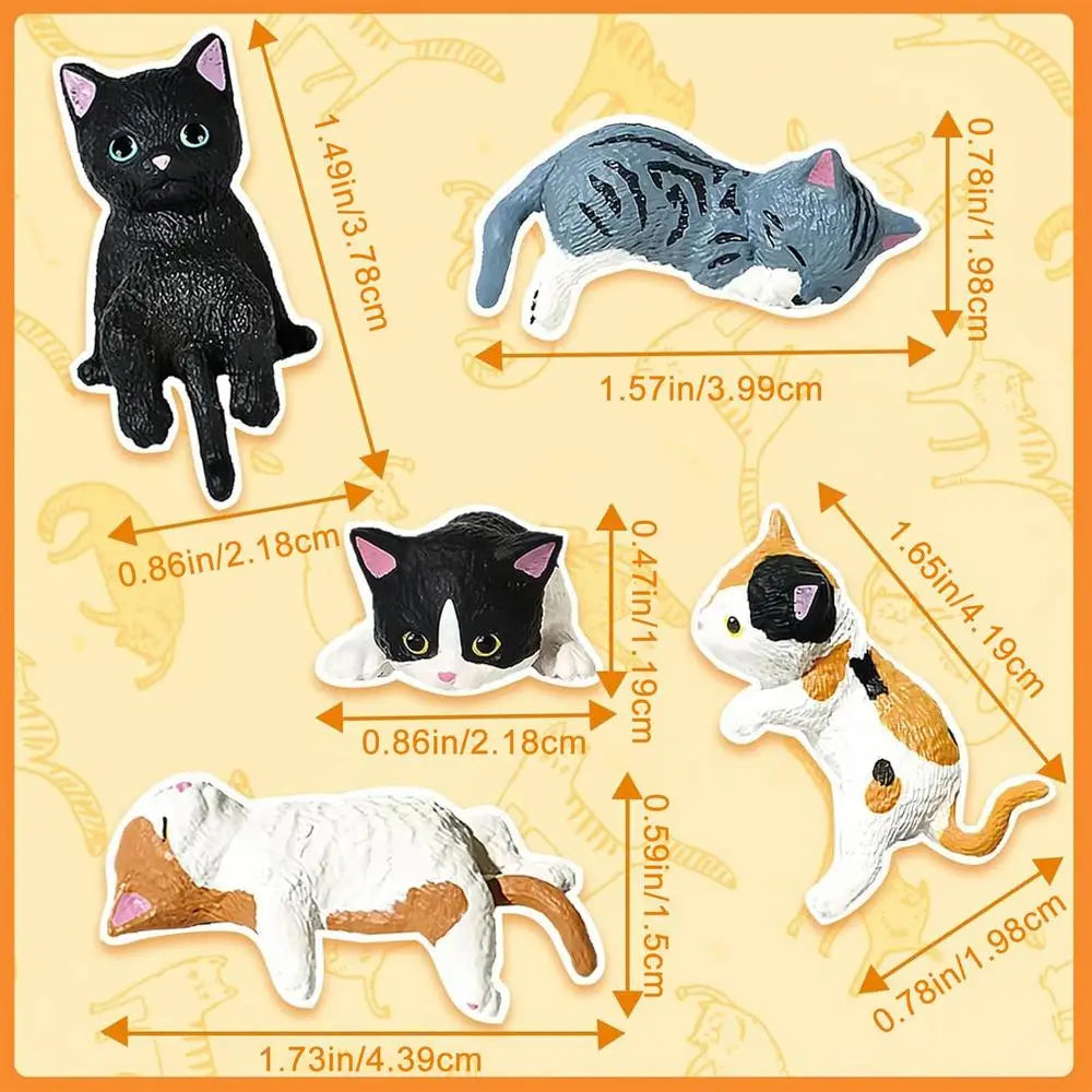 Cat Figure 5Pcs Mini Cute Cat Ornaments Kitten Figurines for Gift Home Decor Car Interior Desktop Model Garden Accessories Oasis Select B Set