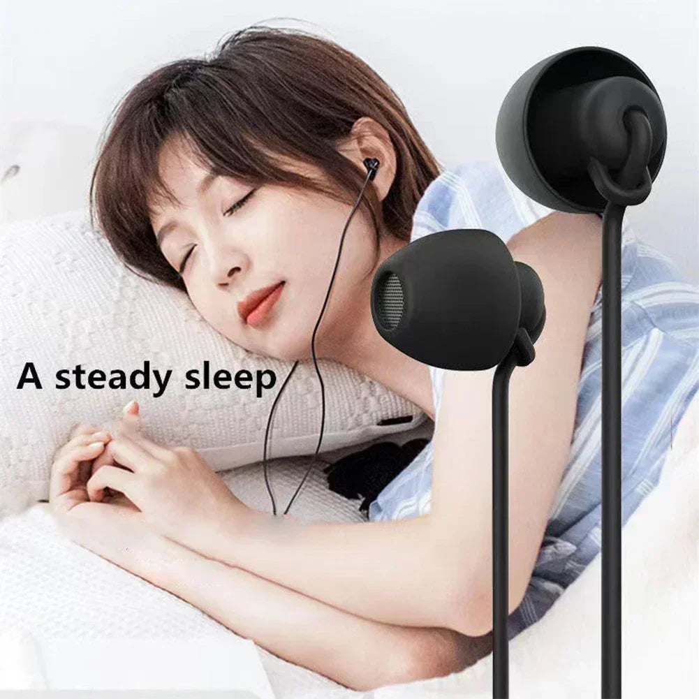 Silicone Sleep Earphones 3.5mm Wired In-Ear Headphones with Mic