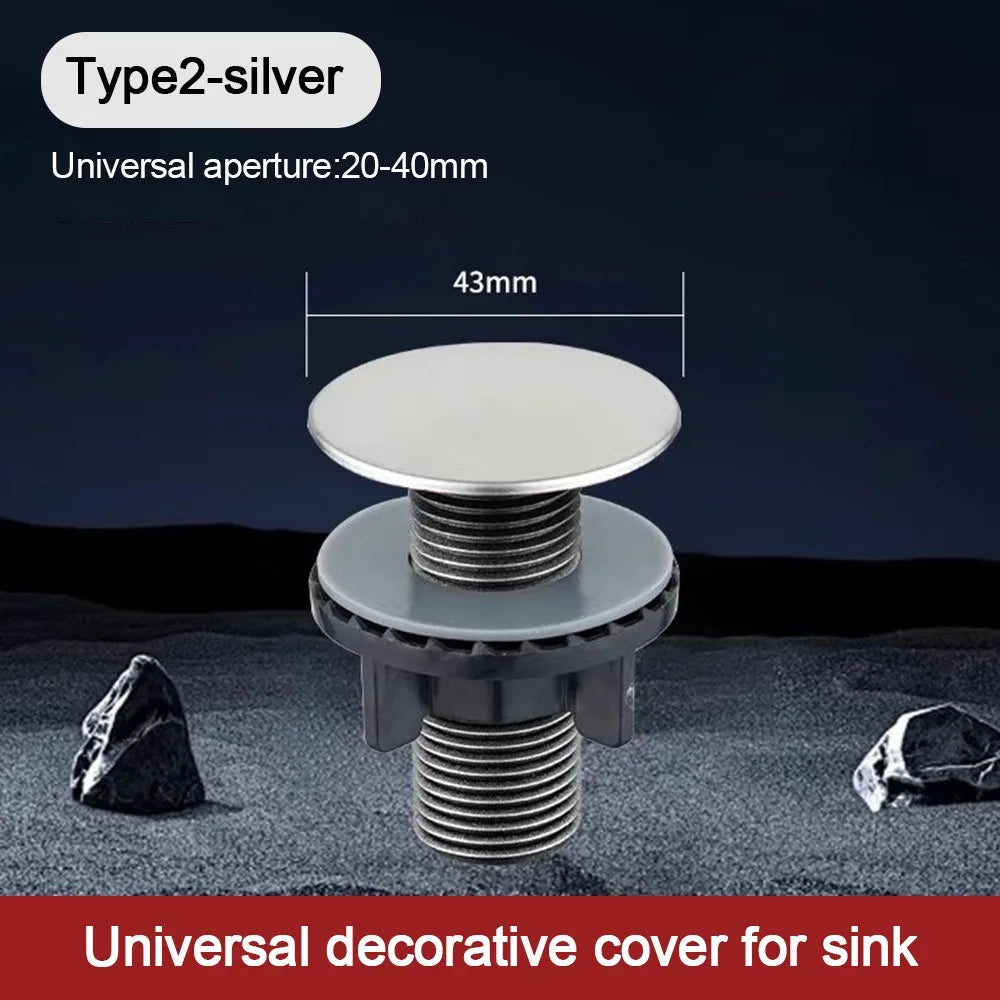 Durable Anti-leakage Faucet Hole Cover Water Stopper Drainage Seal Kitchen Sink Plug Washbasin Decorative Plug Oasis Select Type2-silver