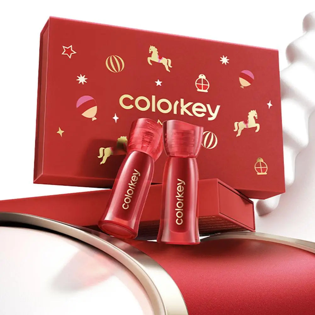 COLORKEY [Year of the Horse Limited Edition] Water Mist Lip Glaze Set Unique Gift Box Matte Velvet Lipstick Eyeshadow Makeup Oasis Select