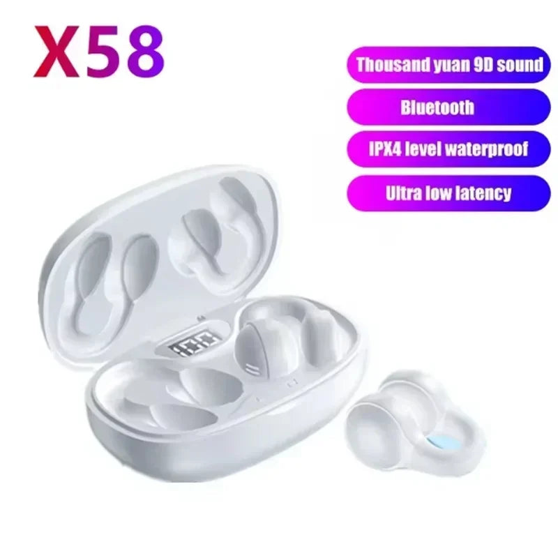 NEW X58 Wireless Earphones Noise Reduction Bluetooth LDE Power Display Earbuds in-Ear Headsets with Mic Touch Control Oasis Select