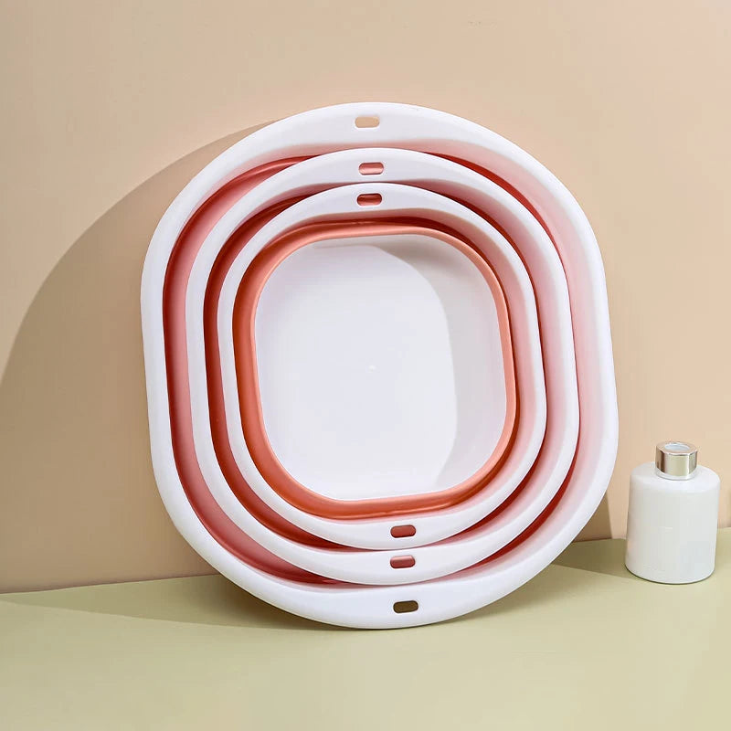 Plastic Folding Basins Portable Wash Basins Folding Laundry Tub Adult Baby Bath Basin Bathroom Kitchen Accessories Wash Basin Oasis Select Pink 3pcs set