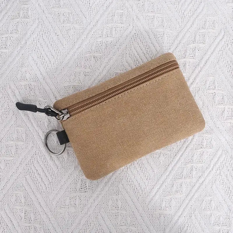 Canvas Mini Coin Wallet – Zipper Purse & Card Holder