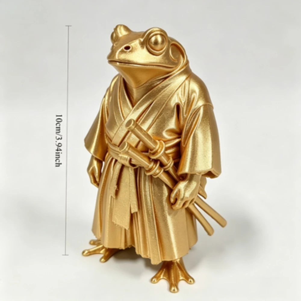 Samurai Frog Warrior Statue Decoration Unique Cool Desktop Decoration Home Desktop Display Creative Festival Party Mini Figurine Oasis Select Gold