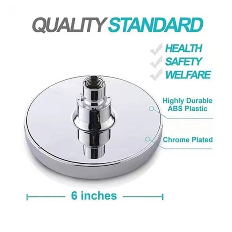 6-Inch Round Electroplated Shower Head with Extension Arm