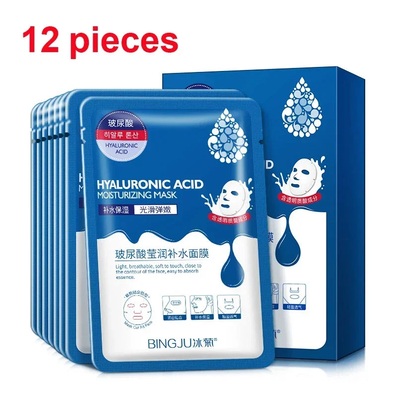 12-Pack Hyaluronic Acid Face Mask Sheets – Moisture & Oil Control Facial Sheet Mask Oasis Select Hyaluronic acid 12 pieces