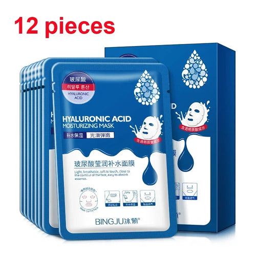 12-Pack Hyaluronic Acid Face Mask Sheets – Moisture & Oil Control Facial Sheet Mask Oasis Select Hyaluronic acid 12 pieces