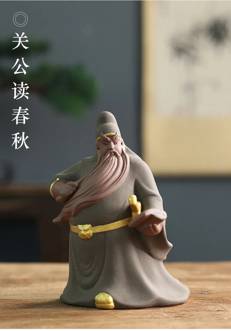 Purple Sand Tea Pet Decoration Zhongyi Guan Gong Creative Hand-carved Tea Pet Tea Tray Ceremony Crafts Oasis Select