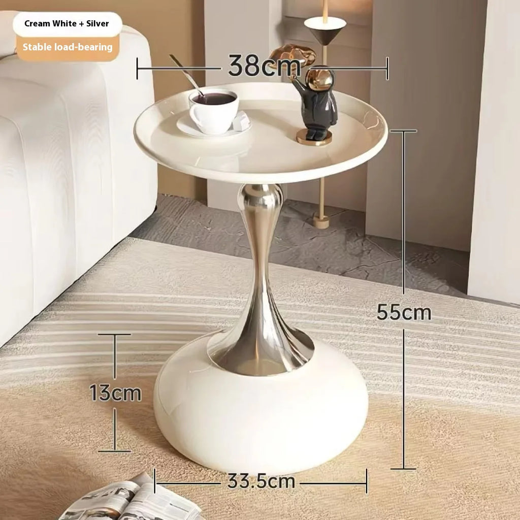 Nordic Metal Coffee Tables Mobile Portable Side Table Living Room Coffee Table Light Luxury Storage Rack Bedroom Furniture Oasis Select White silver pillar