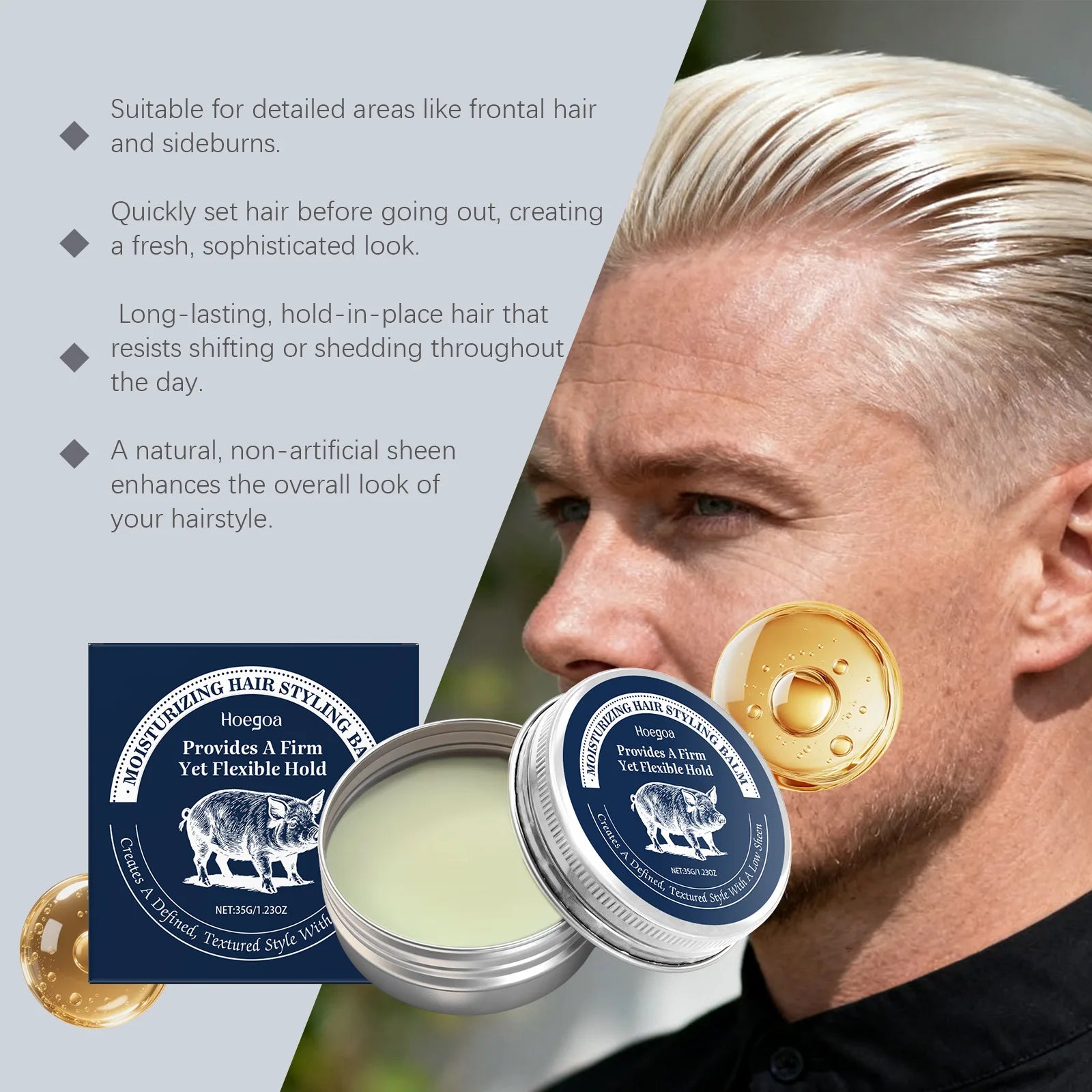 HOEGOA Hair Style Balm Nourish Scalp Stay Fluffy Improve Quality Easy Maintain Lasting Fragrance Eliminate Frizz Hair Care Balm Oasis Select