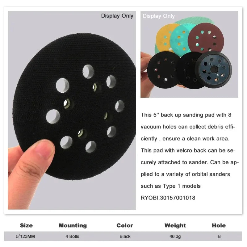 Sanding Pad Replacement Backing Disc for Orbital Sander Polishing Surface Finishing Woodworking Projects 8-hole Polishing Disc Oasis Select