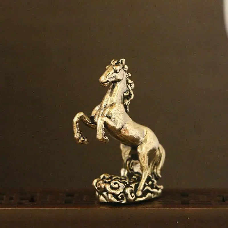 Brass Horse Sculpture Metal Craft Chinese Zodiac Desktop Ornament Living Room Coffee Table Home Decoration Oasis Select
