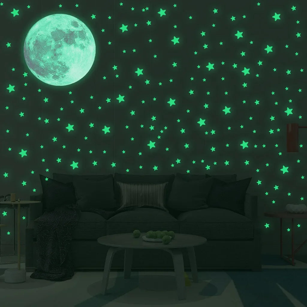 Luminous Moon Stars Wall Stickers for Kids room Bedroom Decor Glow in the dark Earth Wall Decals Noctilucent Stickers Home Decor Oasis Select