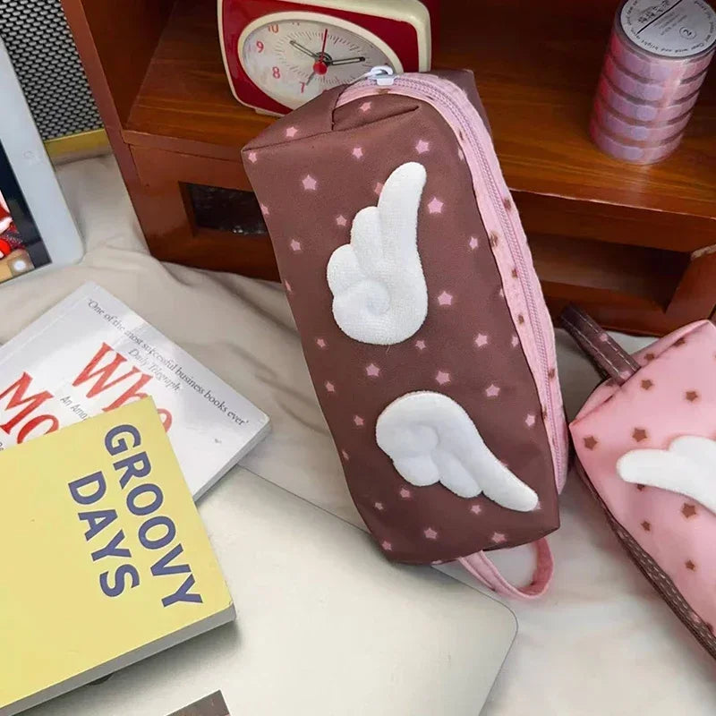 1Pcs New Cute Angel Wings Pencil Bag School Students Large Capacity Pen Case Oasis Select