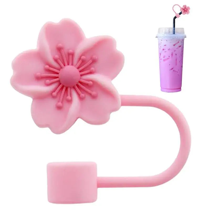 Flower Straw Stopper Cute Cartoon Flower Shape Drinking Straw Tips Lids Straw Caps Protector Dust Proof Plugs Drinking Supplies Oasis Select