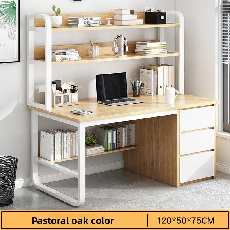 Desk Desktop Computer Desk Simple Home Desk Student Bedroom Bookshelf Integrated Writing Desk Oasis Select Pastoral-120-50-B