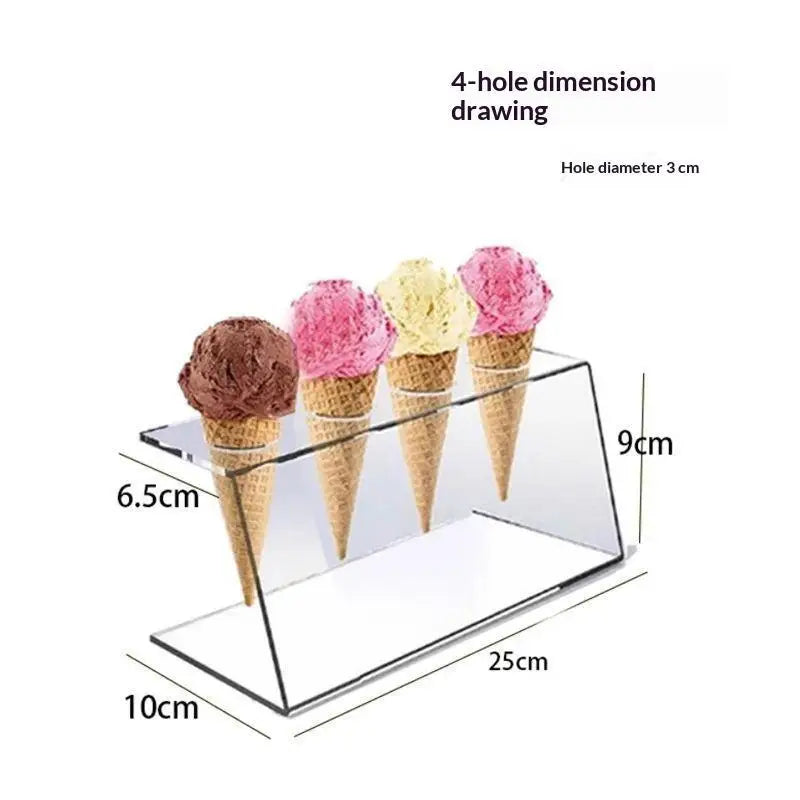 Transparent Acrylic Ice Cream Cone Holder Non-slip Base Dessert Rack 12 Slots for Bridal Shower Banquet Dessert Table Decor Oasis Select 4hole 3cm