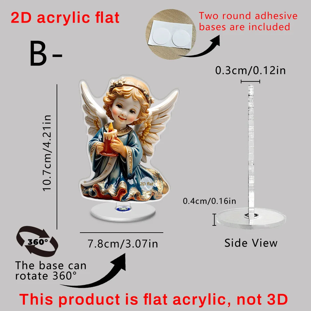 2D Acrylic Angel Figurine, 360-degree Rotatable Tabletop Ornament, Perfect For Christmas Decoration Oasis Select angel-B