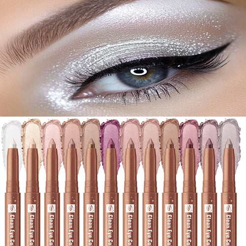 12-Color Waterproof Eyeshadow Sticks – Shimmer & Matte Pencils Eyeshadow Pencil Set Oasis Select
