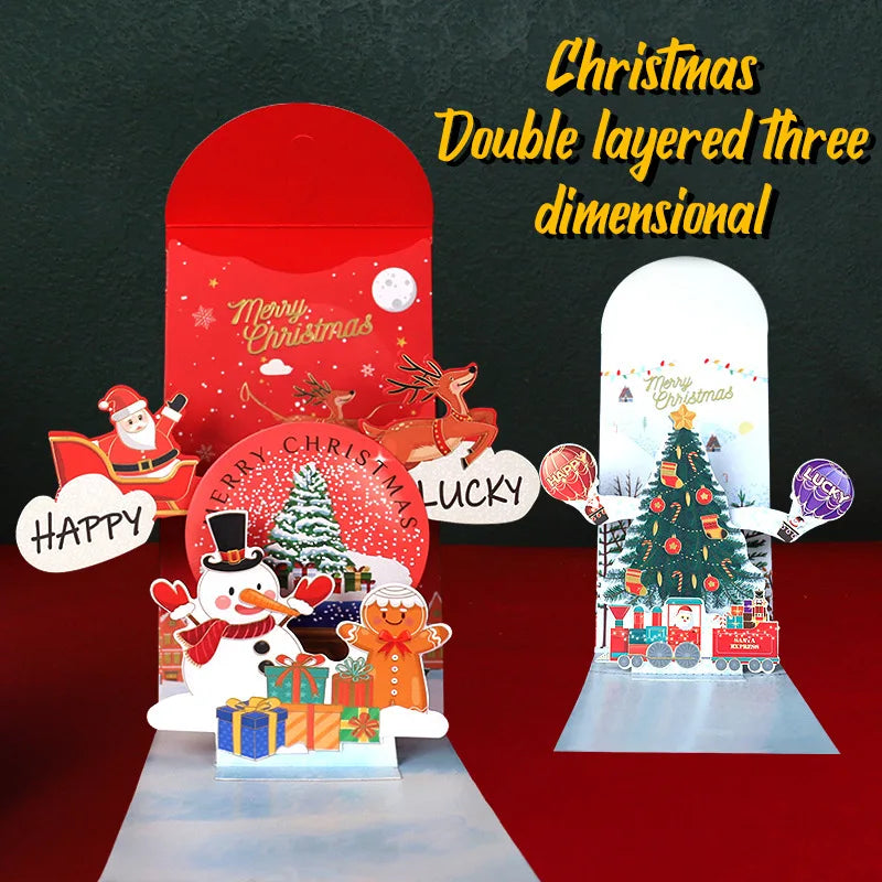 Original Design of 3D Stereoscopic Christmas Red Envelopes and Christmas Day Greeting Cards for Christmas Eve Oasis Select