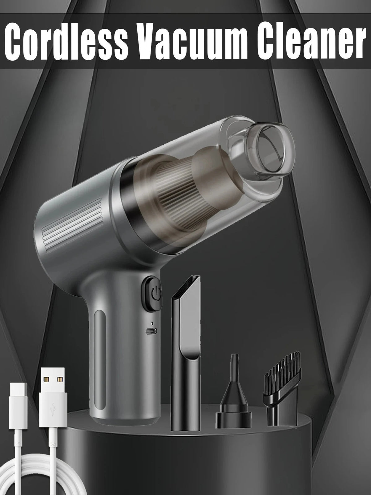 Cordless Handheld Vacuum – Car, Home & Pet Hair | Type-C Handheld Vacuum Cleaner Oasis Select 1063-B-Grey