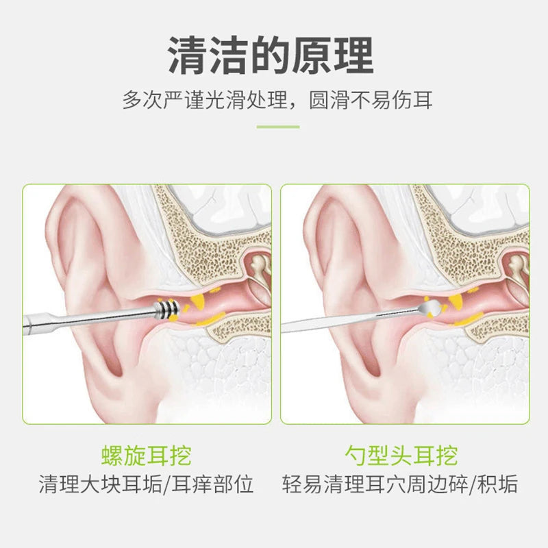Stainless Steel Ear Wax Removal Tool – Spiral Spring Cleaner Set Ear Wax Removal Tool Oasis Select