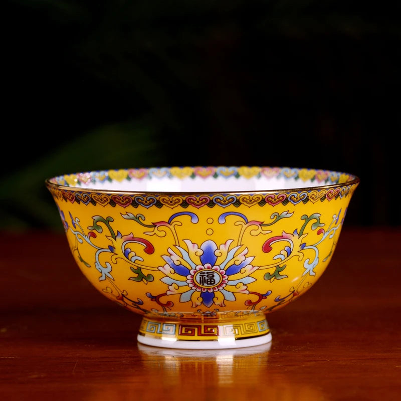 Jingdezhen Ceramic Bowl Household Bowl and Dish Set Tableware Combination Palace Chinese Bowl and Dish Hotel Clubhouse Oasis Select 4.5in higth bowl