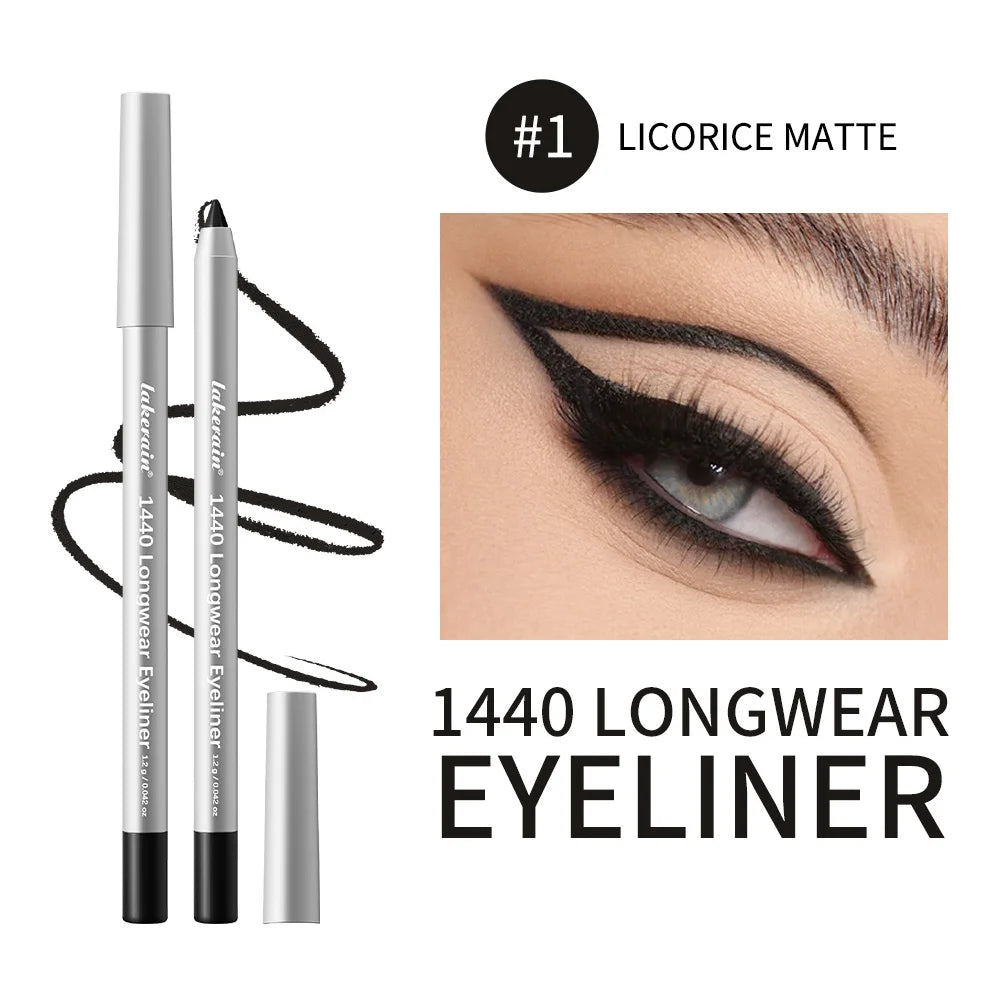 12 Colors Eyeliner Pencil Long-lasting Wear Waterproof Smudge-proof Smooth Precise Application Smokey Eyeliner Pencil Makeup Oasis Select Color 1