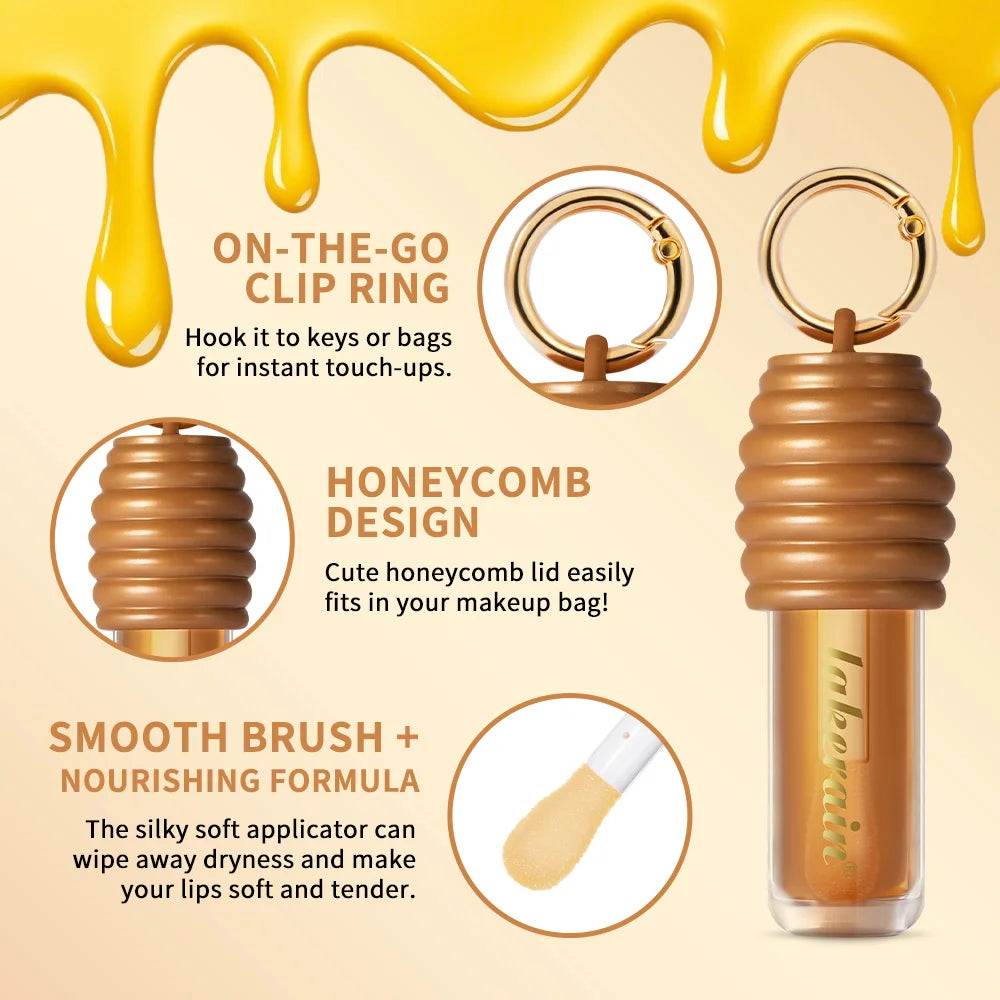 Lakerain Honey Lip Gloss Long Lasting Moisturized Glossy Texture Lightweight Non-sticky Gorgeous Glossy Finish Smooth Lip Makeup Oasis Select